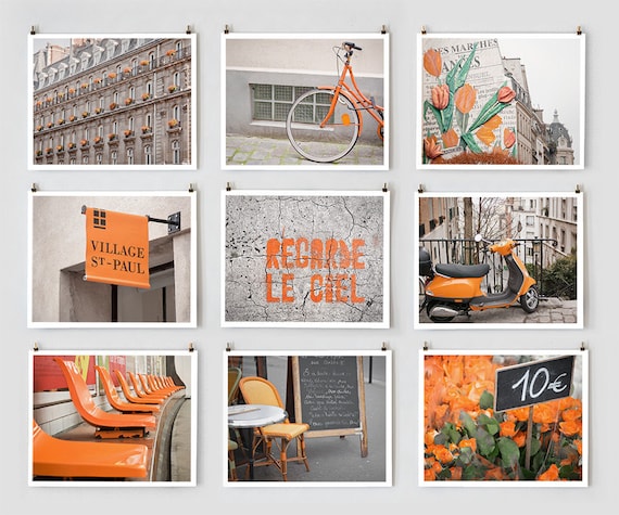 Paris Photography Collection, Orange - French Fine Art Photograph Art Prints - Paris Decor - Large Wall Art - Orange Home Decor