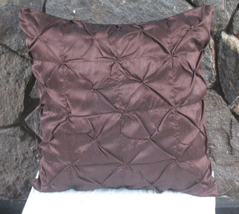 chocolate brown throw pillow 18 inch silk pin tuck cushion cover  Custom Made