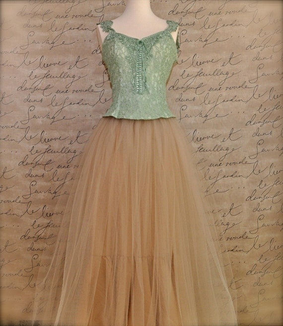 Champagne beige tutu skirt full length for women.