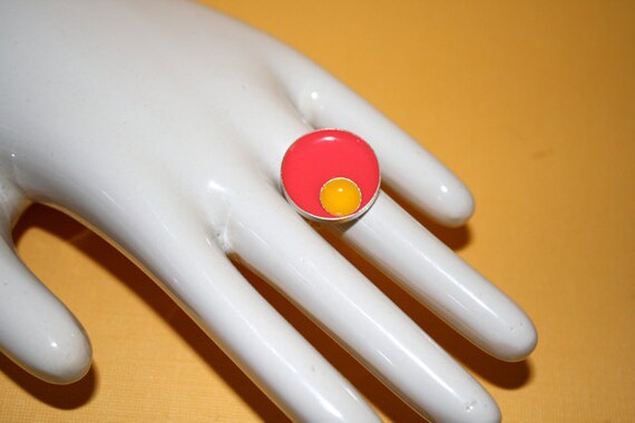 Flamingo Ring Sterling Silver and Resin