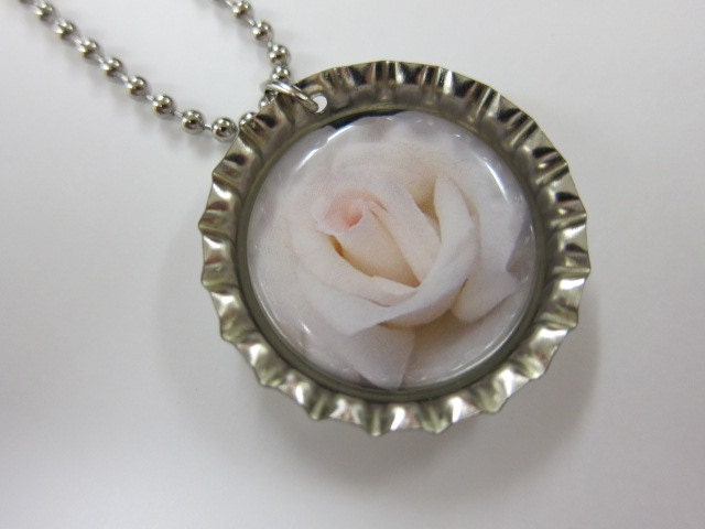 Bottlecap Necklace - Pale Blush Rose
