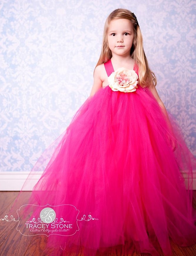 Flower Girl Tutu Dress in Pink - Raspberry - 20% OFF with coupon Christmas2011