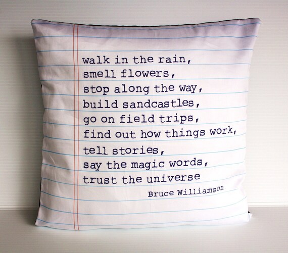 decorative pillow POEM cushion, Organic cotton poem cushion, printed on notebook fabric, 16inch, cushion cover, pillow, cushion