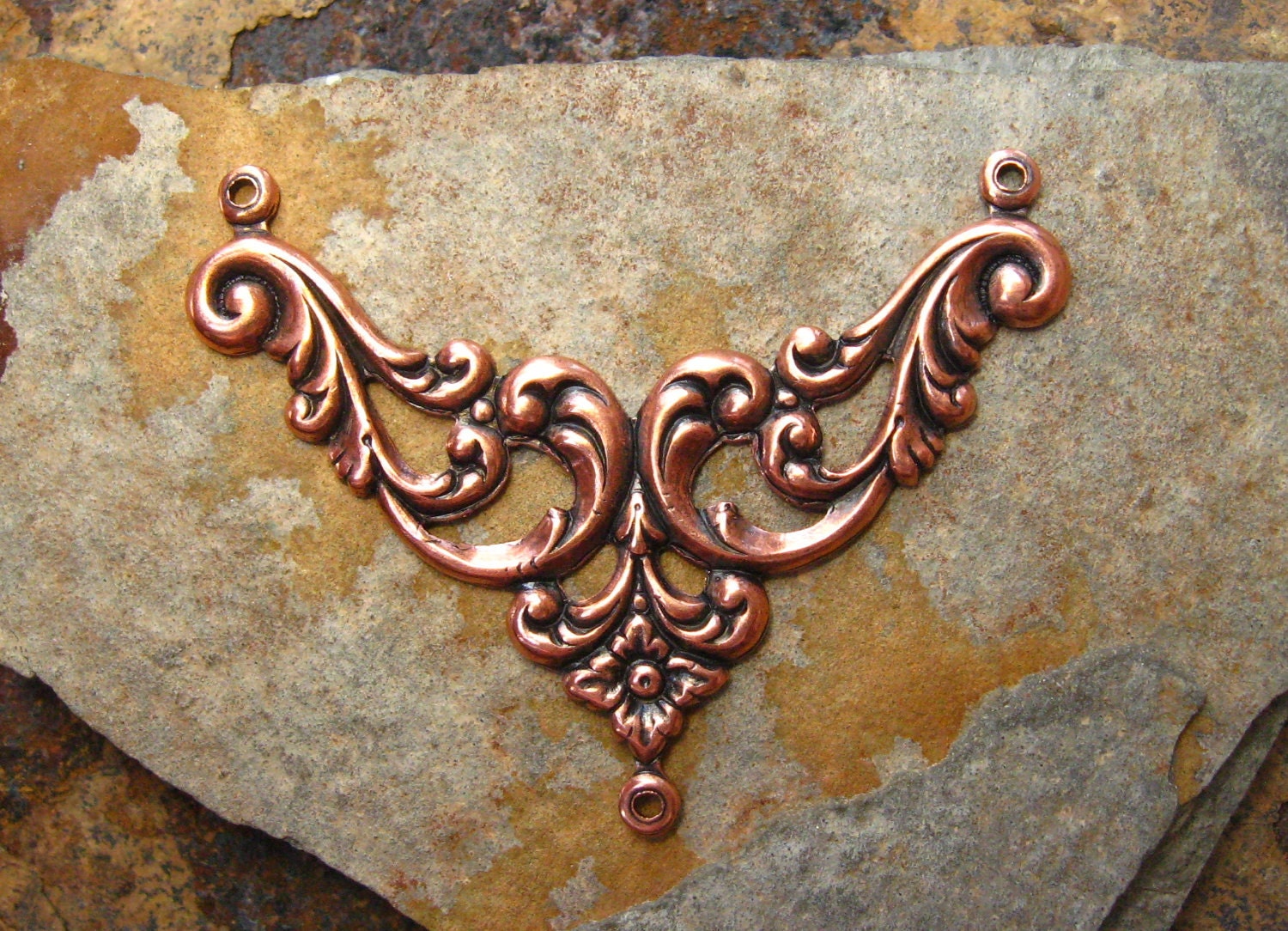 LOW SHIPPING 2 Antique Copper Lydia Connector 38mm  x 29mm -  Trinity Brass