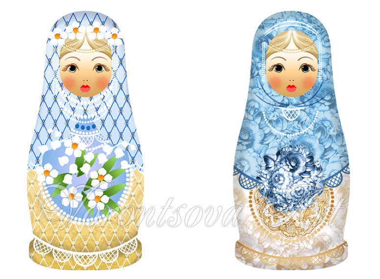 Matryoshka with cat Russian  - Babushka - matrioshka nesting dolls. Digital Collage Sheet. Printable Imade ATC ACEO. 008