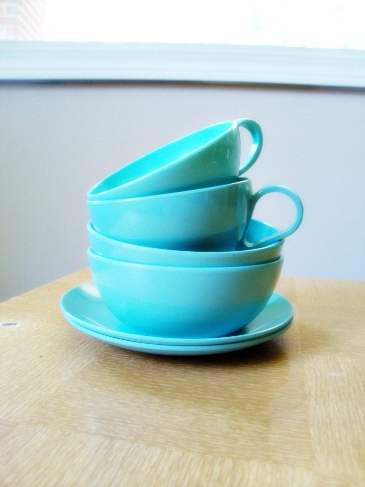 SALE - 20% OFF - Turquoise Melmac (Melamine) Dishes - Set of 2