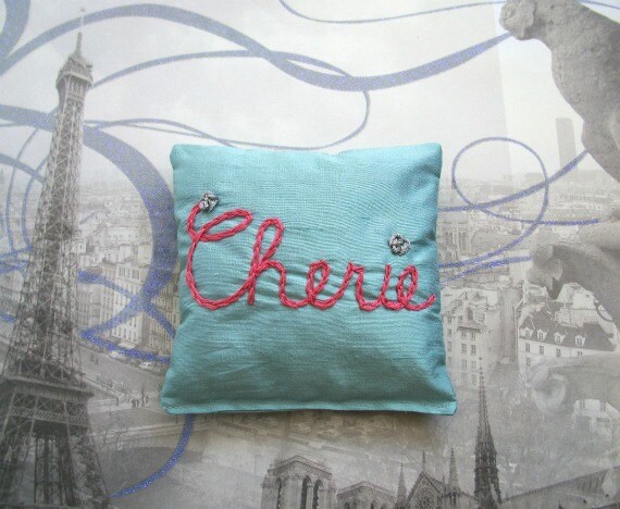 Dupioni Silk Lavender Sachet Hand Embroidered by Dolce Dreams