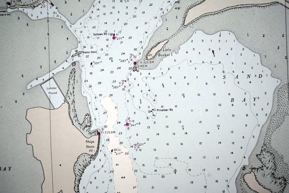 Gigantic Vintage 1961 Yardmouth Harbour Canada Nautical Military Navy Wall Map/Chart