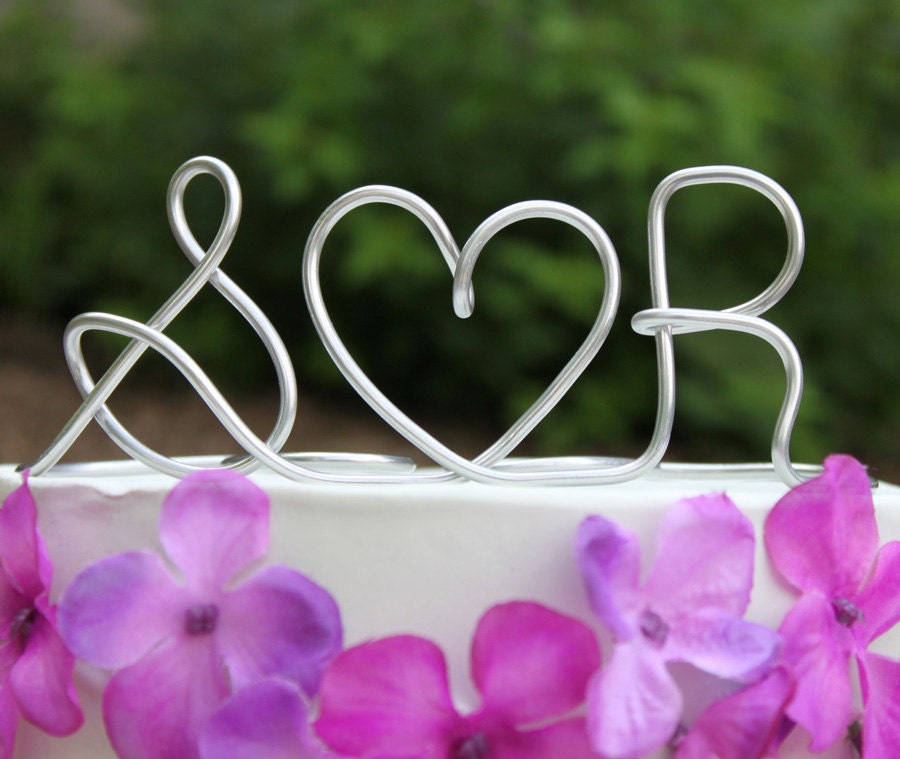 Custom Initials Heart Wire Wedding Cake Topper