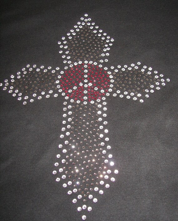 Peace and Cross Custom BLING Shirt--Lots of sparkle, original design-