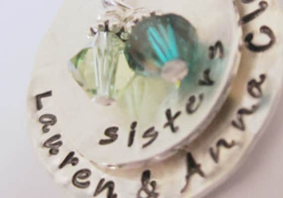 Stacked Sterling Hammered Circles For Sisters or BFF Necklace