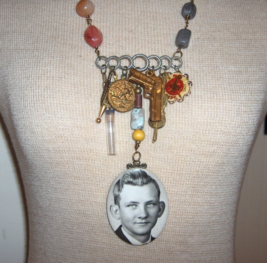 Remembering Daddy OOAK Vintage Assemblage Neckalce
