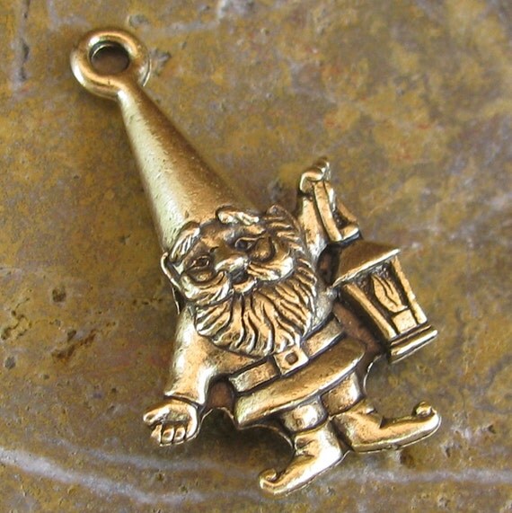 Antique Gold Gnome Pewter Charms for Jewelry Making 1292