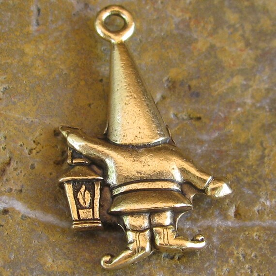 Antique Gold Gnome Pewter Charms for Jewelry Making 1292