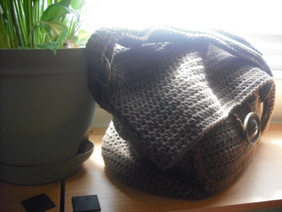 Crochet Slouchy Bag Large in Warm Brown Made to Order