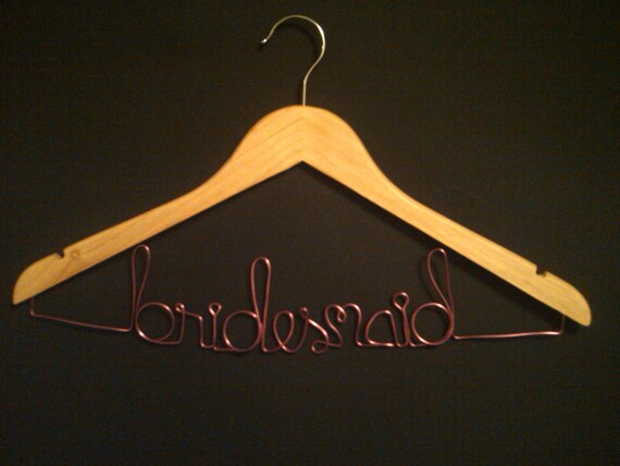 Bridal Hanger -  Personalized Custom Wedding Hanger  - 12 Wire Colors - SHIPS FAST - Cherry or Natural Wood