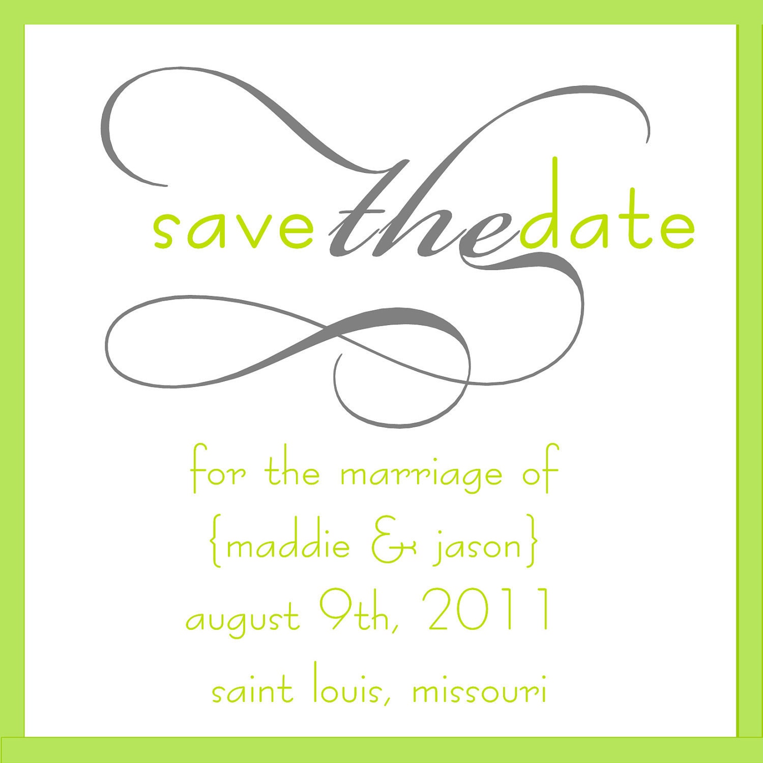 Modern Square Gray and Green Save the Date