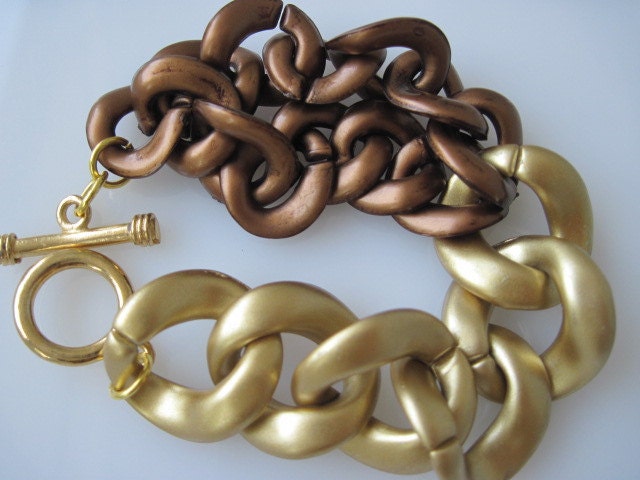 Gold & Bronze twisted Chain Bracelet