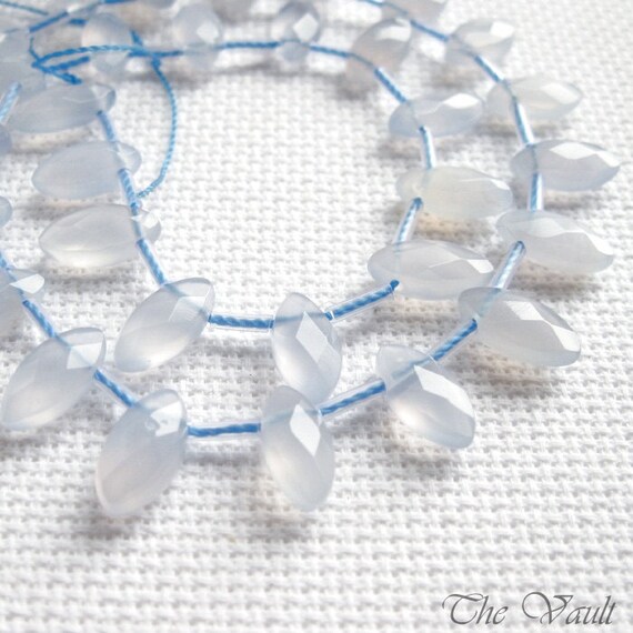 Chalcedony 12mm marquise faceted briolettes - 16 inch strand (destash)