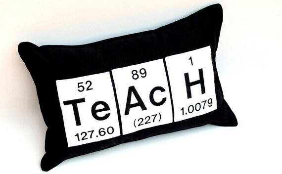 Periodic Table Element Teach Black Pillow