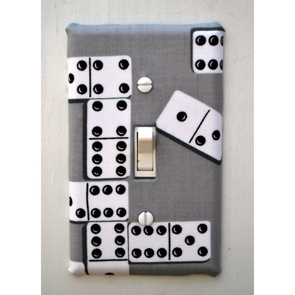 Light Switch Plate Cover - grey with dominos