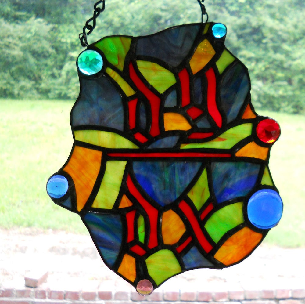 Nerd Hanging Dorm Art Stained Glass Derivative OOAK