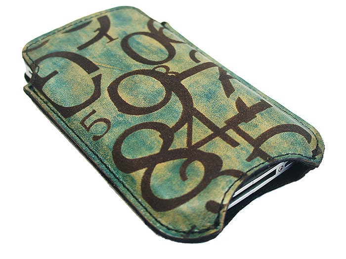 Slim Cell Phone Leather Sleeve - Numbers