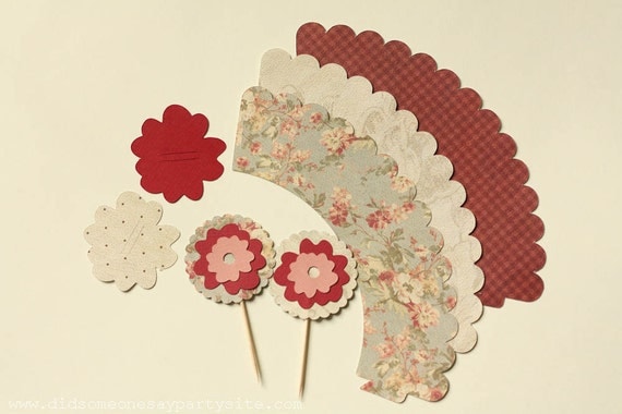 My Secret Garden Cupcake Wrappers, Cupcake Toppers and Straw Toppers - FREE SHIPPING