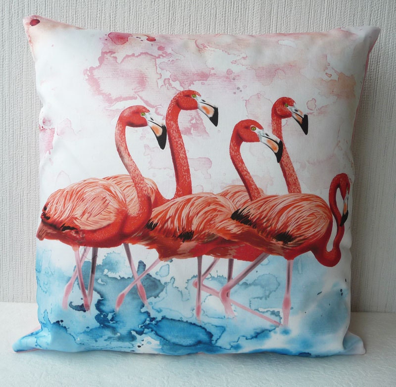 Pillow case group of Flamingoes in 16x16 inch 40x40cm for throw pillow or accent pillow cushion cover, decorator pillow