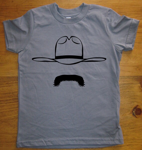 Mustache Shirt - Mustache Cowboy T Shirt - 6 Colors Available - Kids Tshirt Sizes 2T, 4T, 6, 8, 10, 12 - Gift Friendly