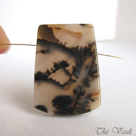 Landscape - Amethyst Sage Dendrite Agate sheild cabochon