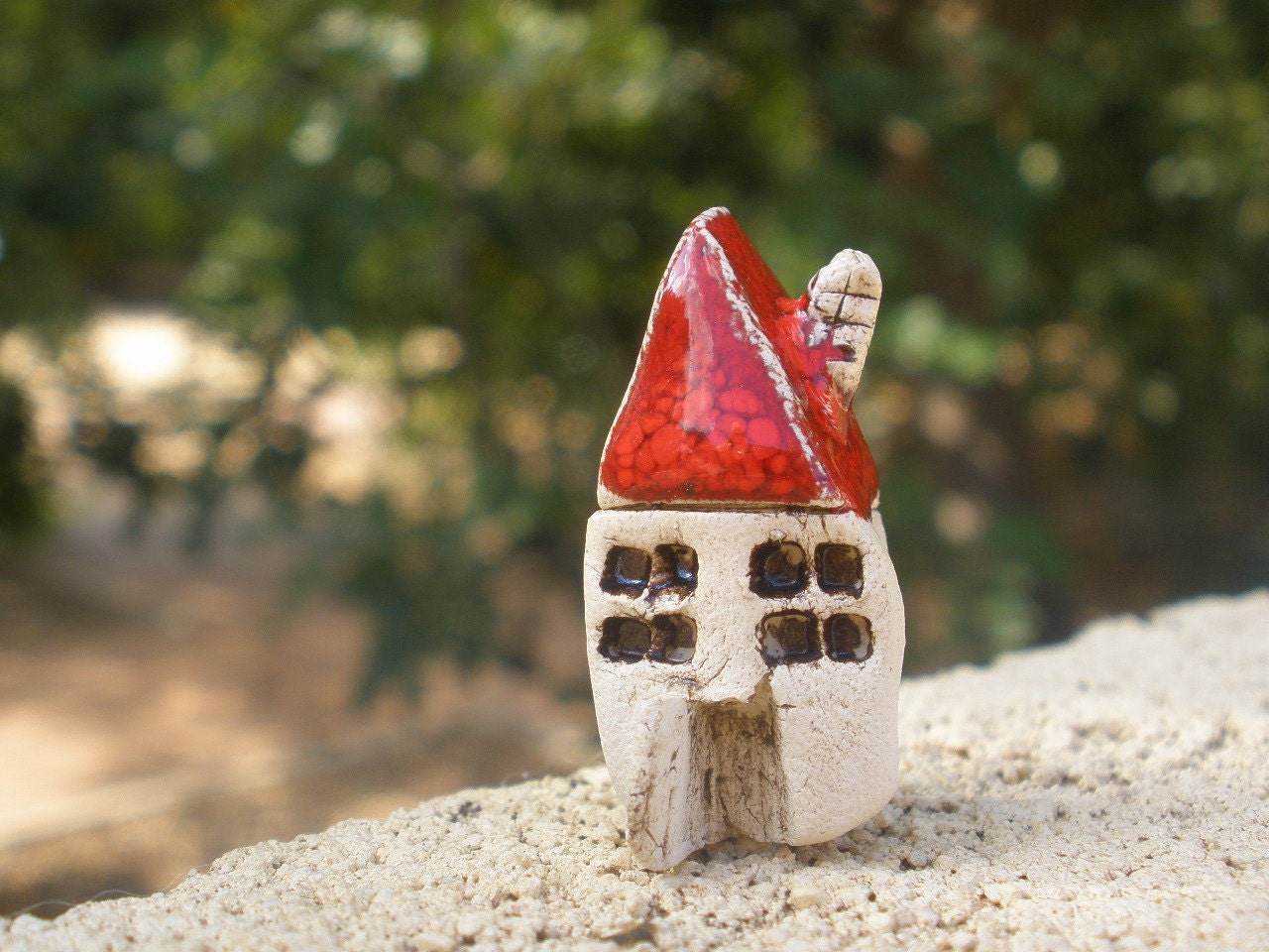 A  tiny rustic ceramic beach cottage in a color of your choice - Ceramic miniature houses Home decoration Collection  Little house tbteam