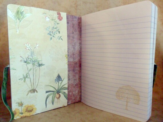 Flower Journal with Inside Pocket and Velvet Ribbon Closure Tie-For Women or Gardeners
