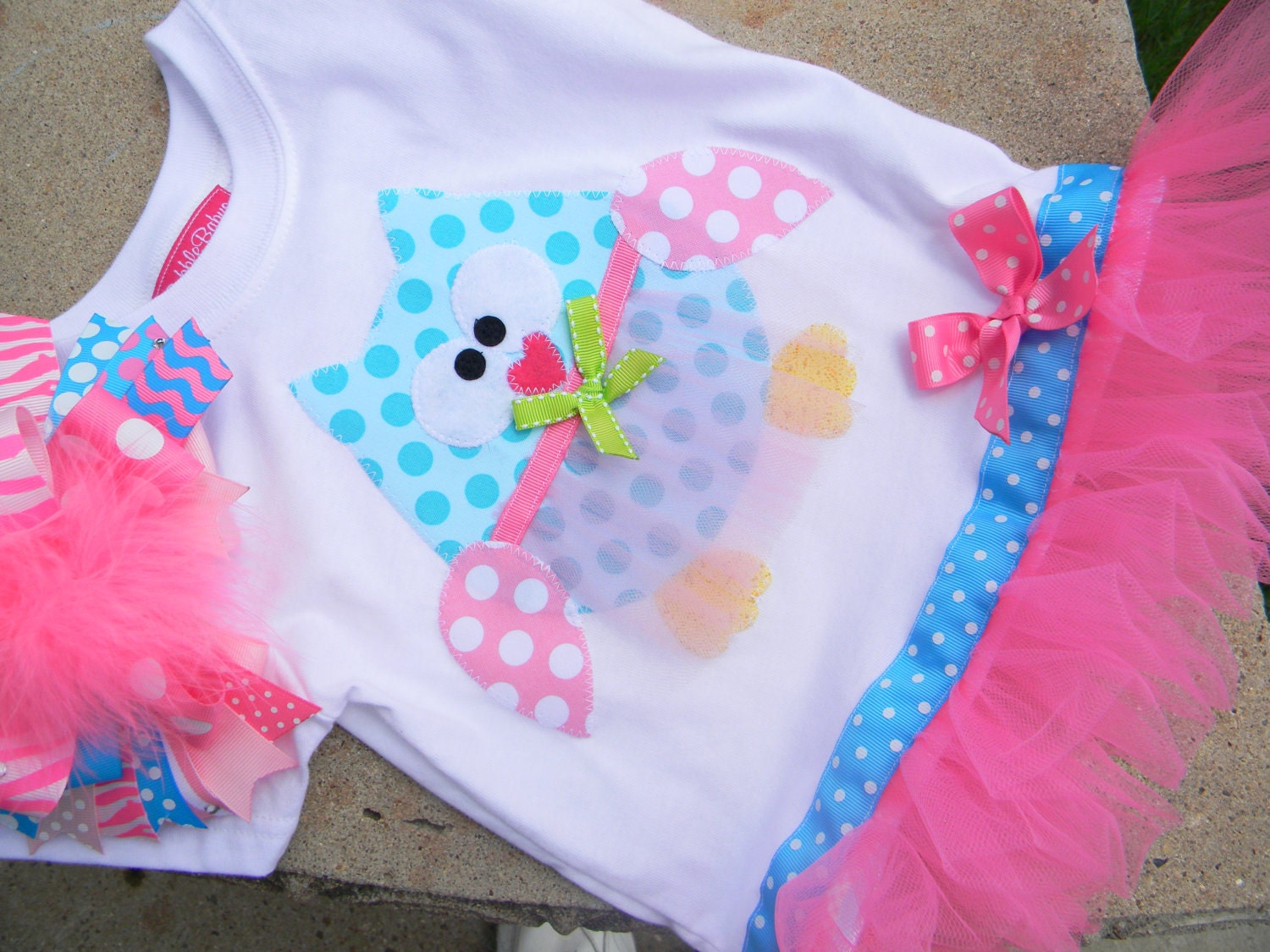 EXCLUSIVE Ballerina Owl Applique Tutu Tshirt Dress for Children by Bubblebabys