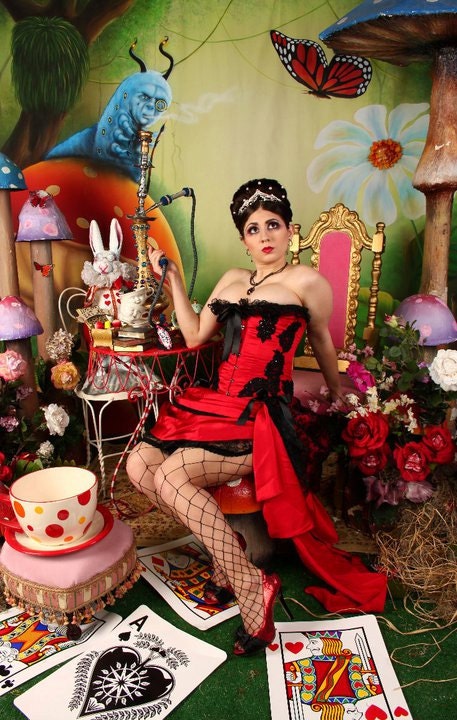 GYPSY - Gorgeous Red Black Burlesque Corset Costume