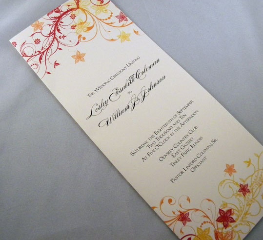 4 x 9 Folded Wedding Program From CTDESIGNSWED