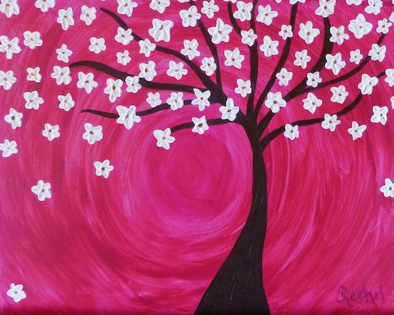 Cherry Blossom Tree Palette Knife Original Abstract Painting 16x20 Custom Commission Painting