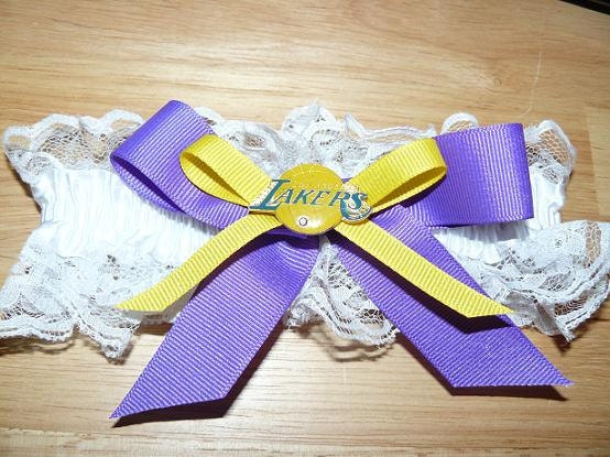 Handmade Inspired Los Angeles Lakers Wedding Garter