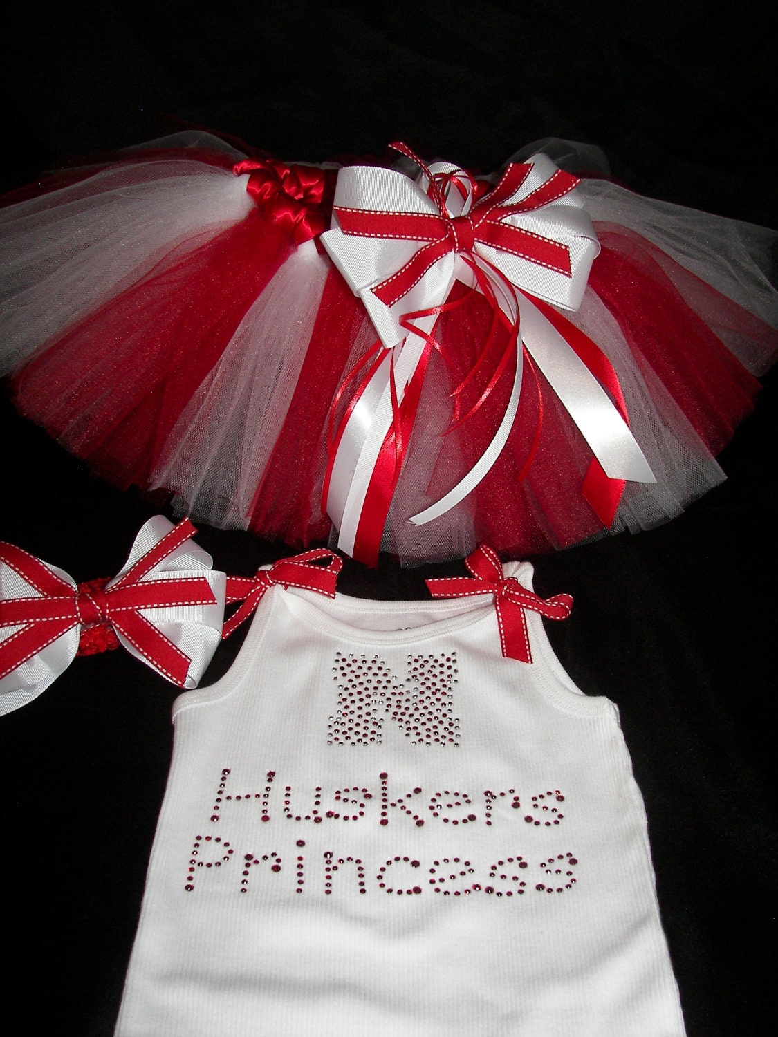 Adorable Huskers Boutique Bling Tutu Set--Princess Style-Can be customized with any team
