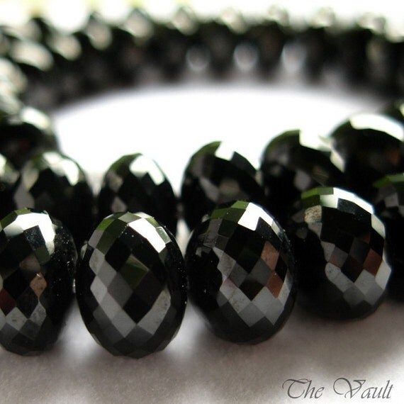 10 Black Spinel 8-8.5mm precision faceted rondelles