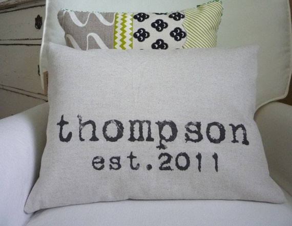 Personalized Pillow Cover Custom Wedding Gift and Family Name Modern Design