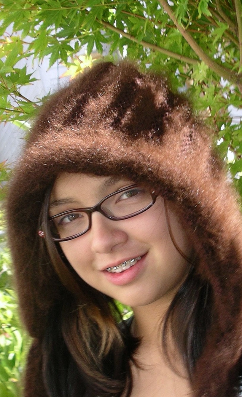 Knitting Pattern Angora Hoodie Scarf PDF Pattern