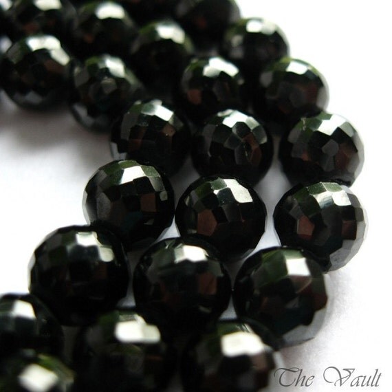 10 Black Spinel 6mm faceted rounds