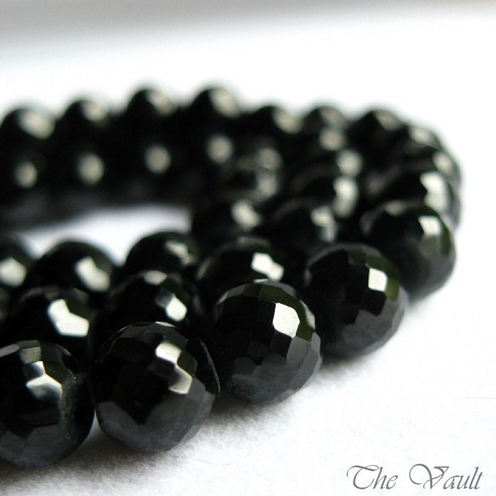 10 Black Spinel 6mm faceted rounds