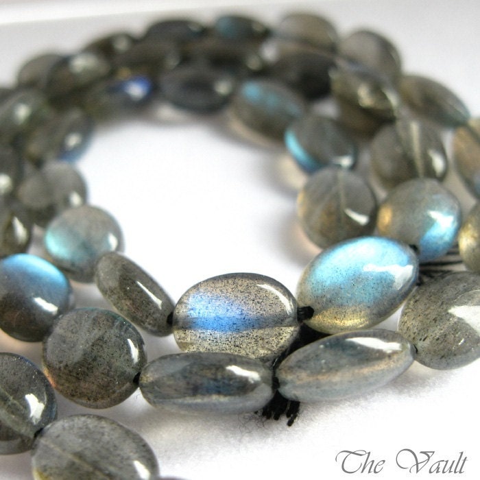 6 Labradorite 8-10mm smooth oval beads