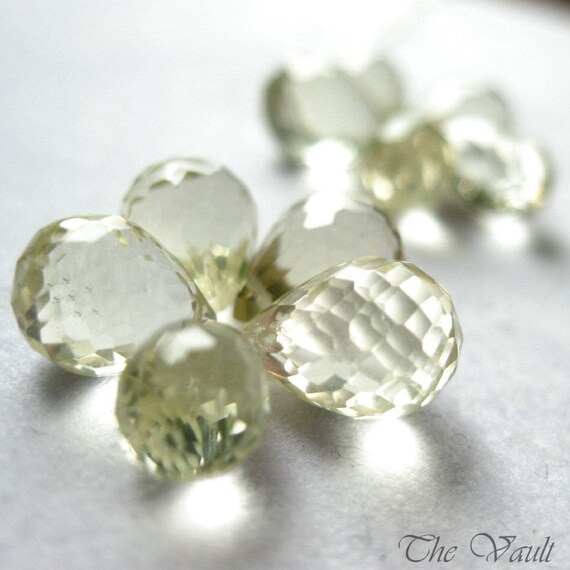 5 Lemon Quartz 9-10mm drop faceted briolettes