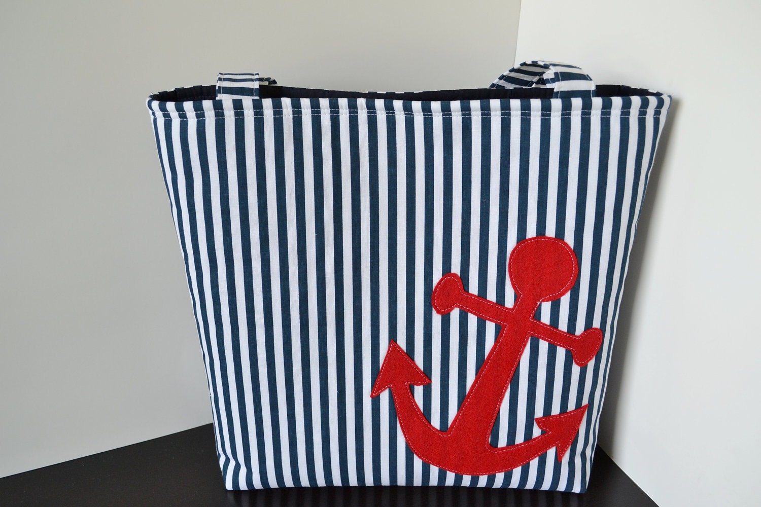 Nautical Tote Bag with Anchor Applique
