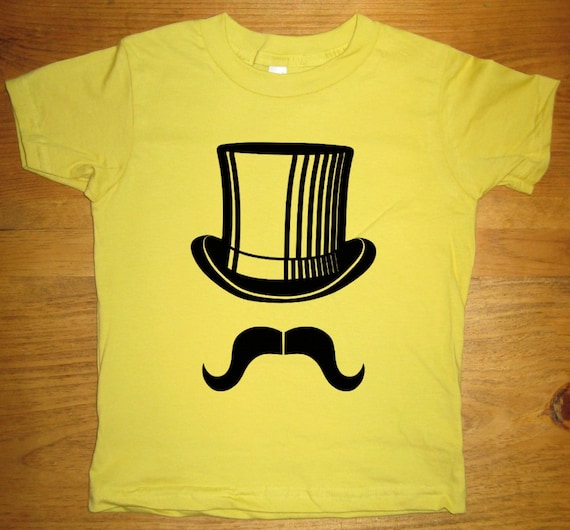 Mustache Shirt - Mr Mustache with Top Hat Mustache Shirt - Organic Cotton T Shirt - Kids Tshirt Sizes 2T, 4T, 6 - Gift Friendly