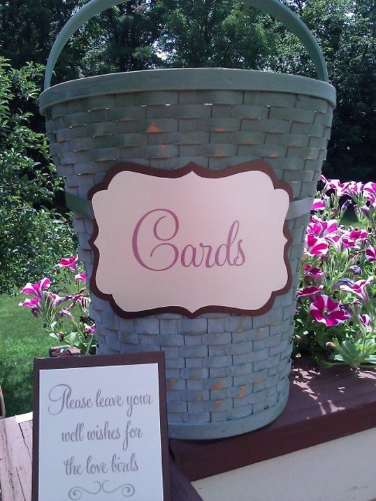 Wedding Gift Cards sign for Box Birdcage or Basket Shabby Country Chic