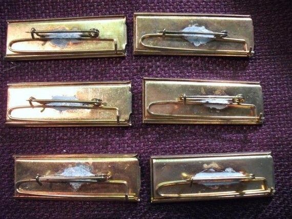 Grouping Of Vintage Brass Fraternal Name Plate Ribbon Hanger Pins